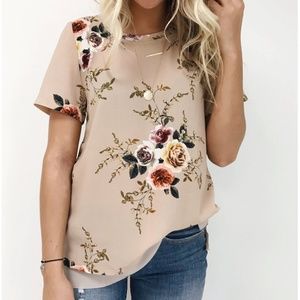 Taupe Floral Top JodiFL